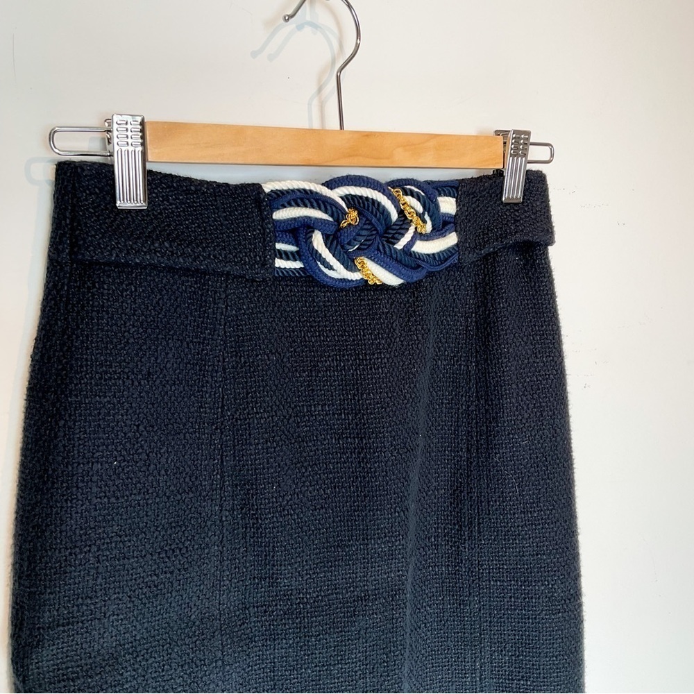 Milly New York Skirt Navy Wool Nautical Belt Size 0